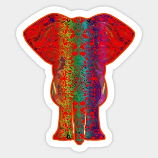 Rainbow Red Elephant in Orange Sticker